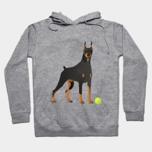 Doberman Dog with a Green Ball Hoodie